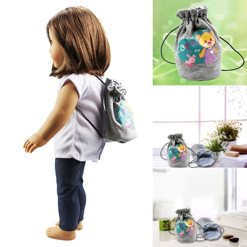 18 Inch Gray Cloth Drawstring Bag for American Girl Doll Accessories